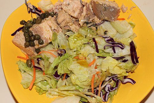 somon, capere, salata, eisberg